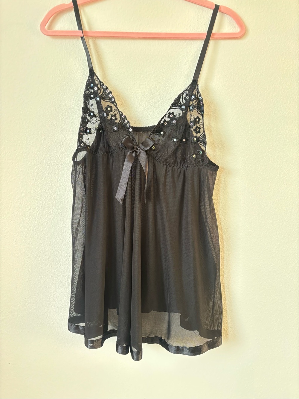 Delicate Black Lace Trimmed Women's Camisole